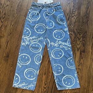 NWT Denim High Rise Smiley x H&M Face Jeans - size 6